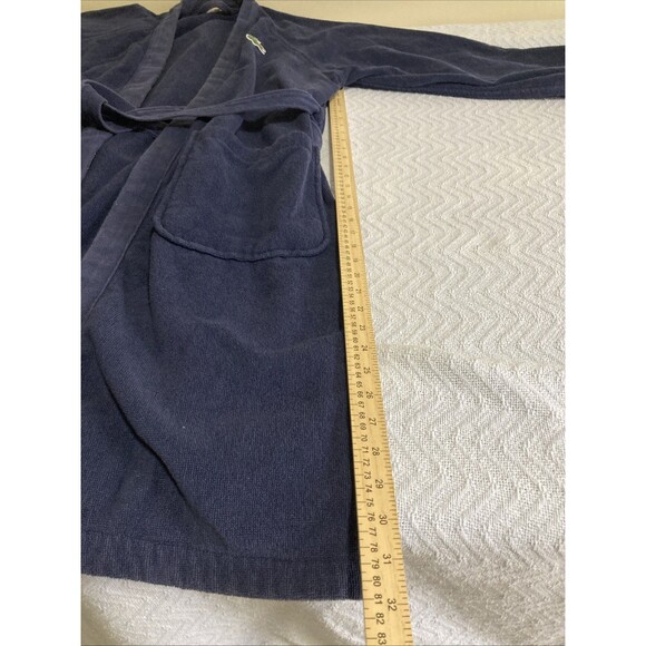 Lacoste Robe 1 Size Navy Blue Classic French Terry Loungewear Bath Robe Men' - Picture 10 of 11